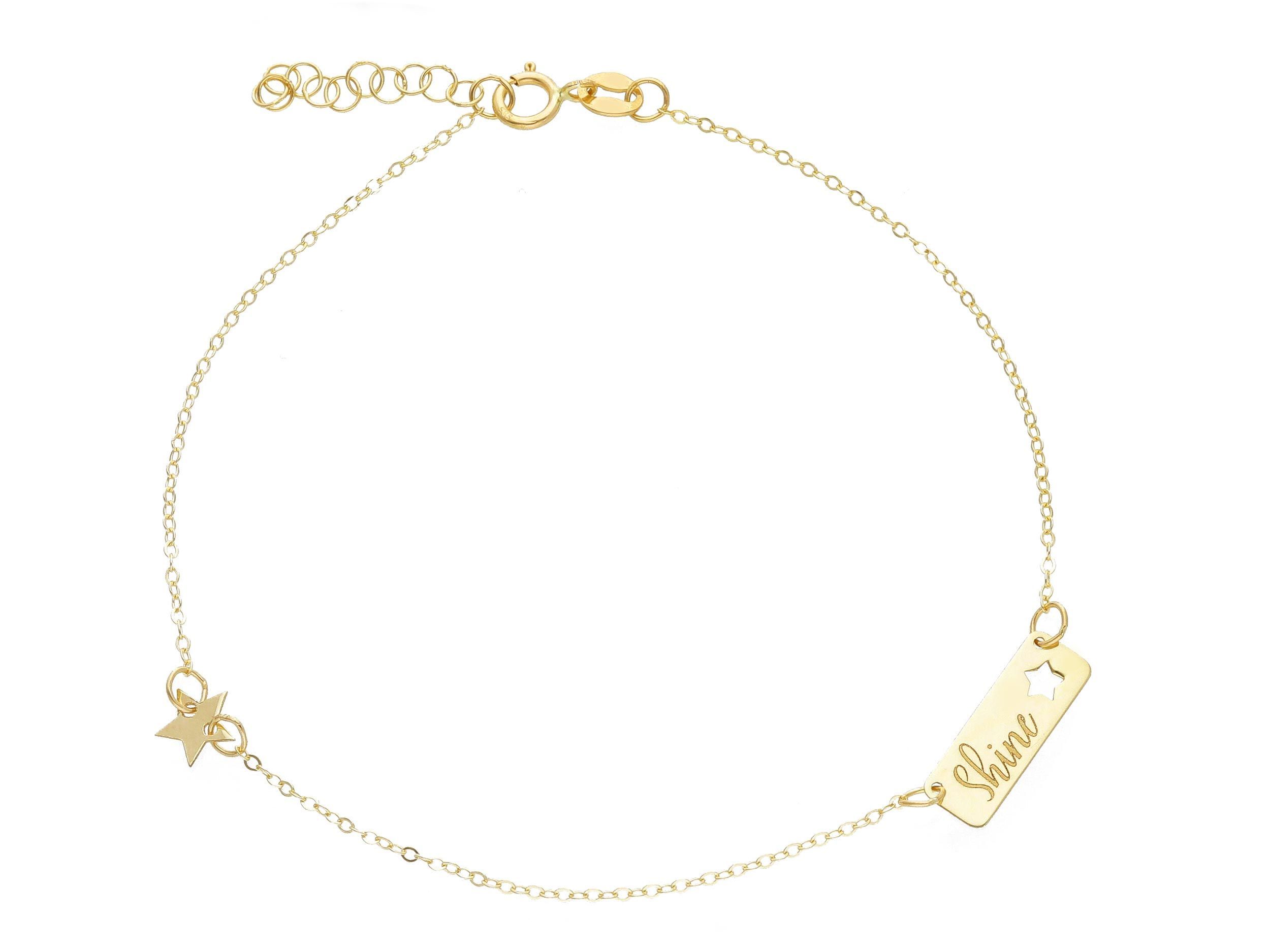 Golden bracelet k14 with hangging stars (code S252093)